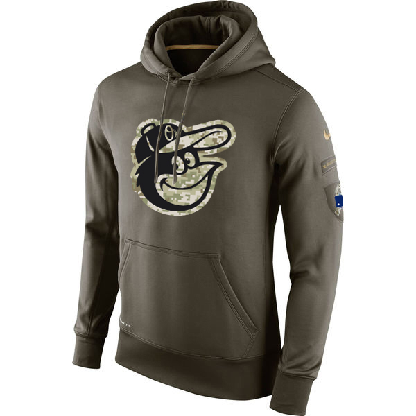 MLB Men Baltimore Orioles Nike Olive Salute To Service KO Performance Hoodie Green->calgary flames->NHL Jersey